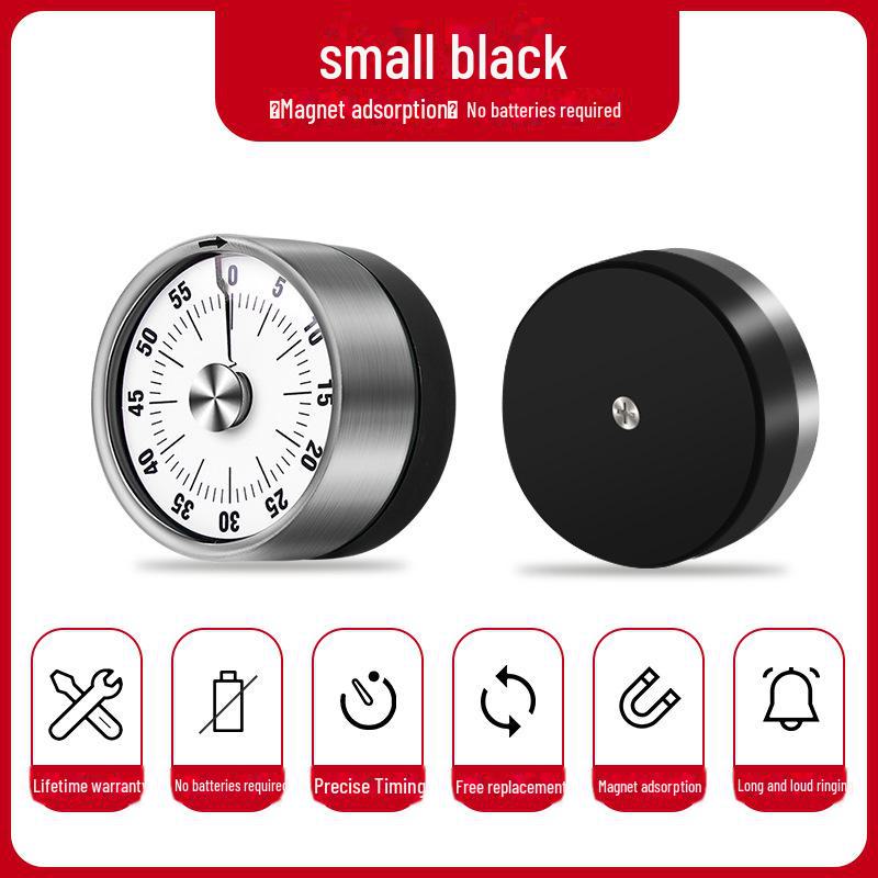 Stainless Steel Magnetic Kitchen Timer: Mechanical Rotating Countdown Clock for Students