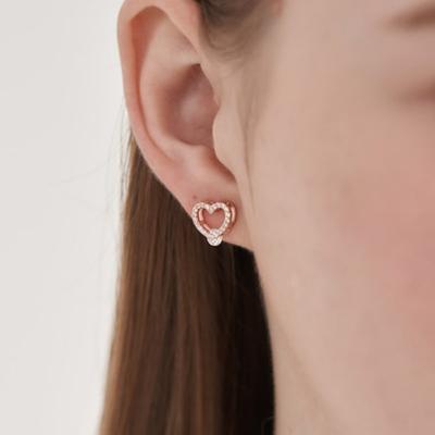 CRANNE 14K GF Simple Cubic Cute Heart Earrings C24EGF202