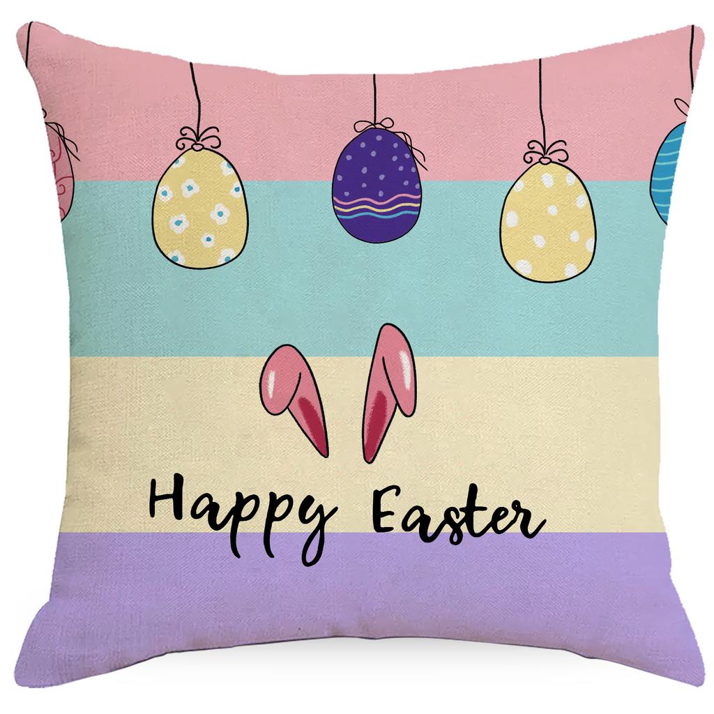 New Spring Easter Pillow Case Easter Egg Bunny Printed Polyester Cloth Pillow Home Sofa Cushion