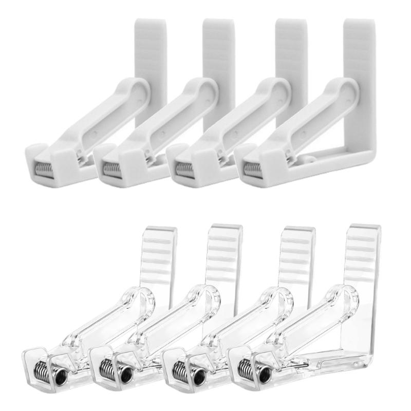 Table Cover Clamps 4 Piece Clip-On Plastic Holders for Dining Tables, Coffee Tables, Outdoor Meals and Home Use