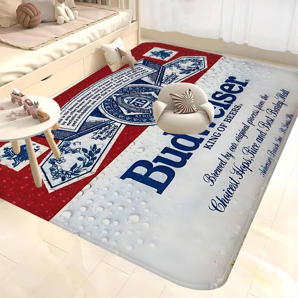 King Of Beer B-Budweiser Floor Mat INS Style Soft Bedroom Floor House Laundry Room Mat Anti-skid Household Carpets