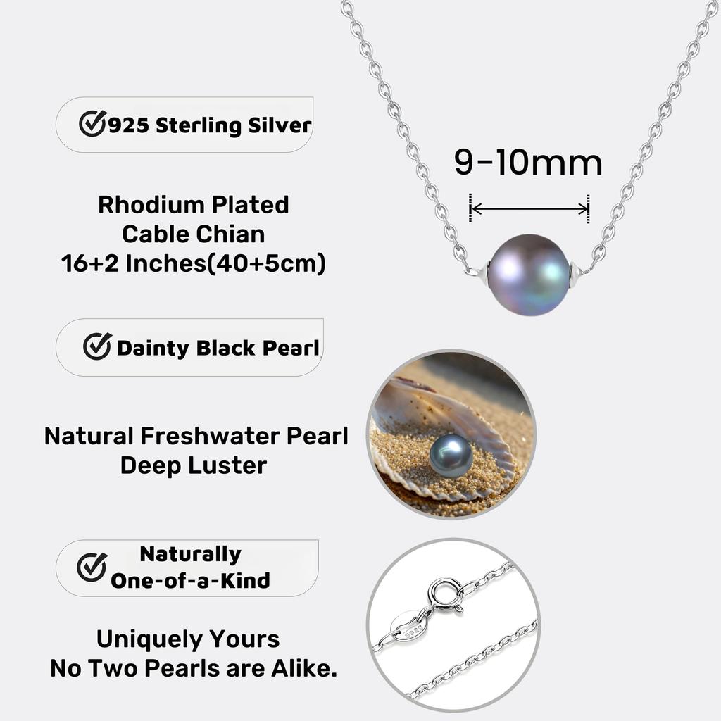 [KOAI] Black Pearl Pendant Birthstone Black Pearl Necklace for Women