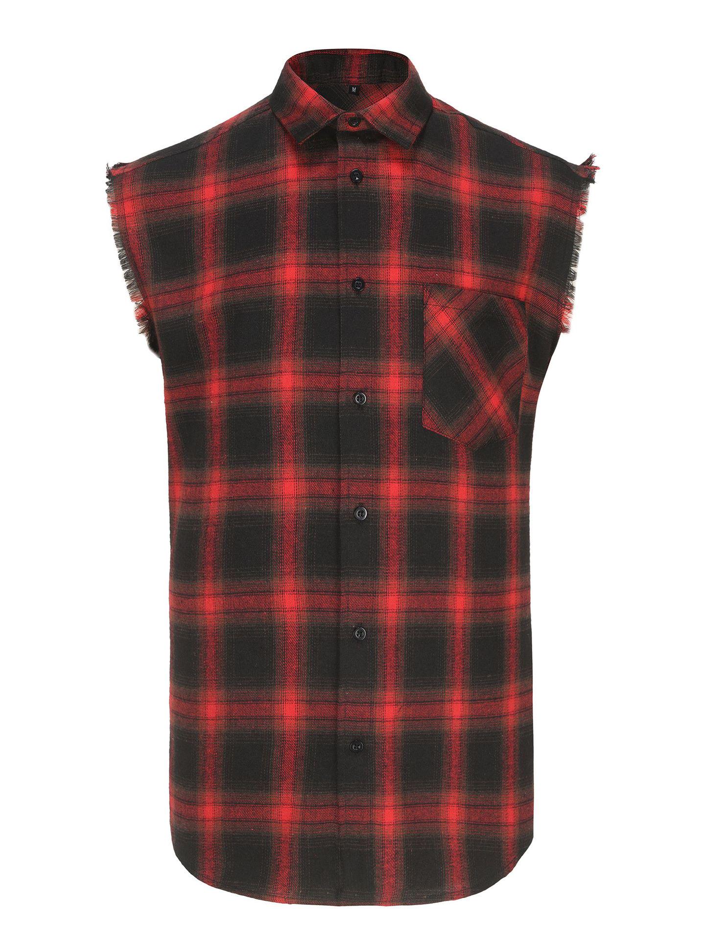 

Мужская клетчатая футболка без рукавов с кисточками L (EU/US)