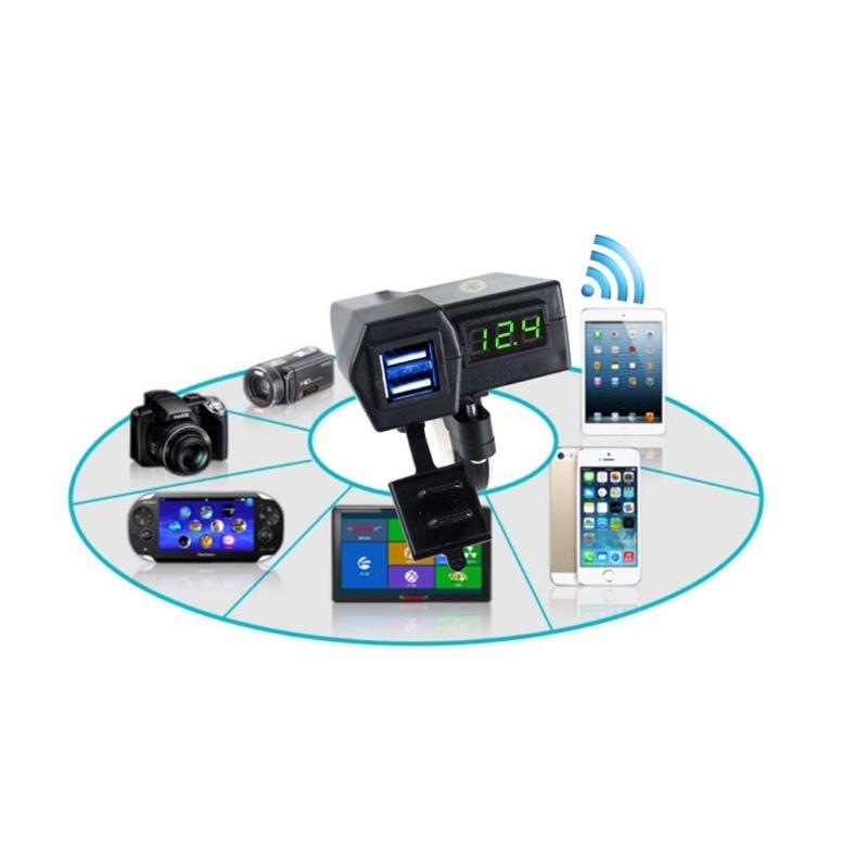 Wasserdichter 12V Motorrad Dual-Port USB-Lader LED Voltmeter Mit GPS-Positionierung