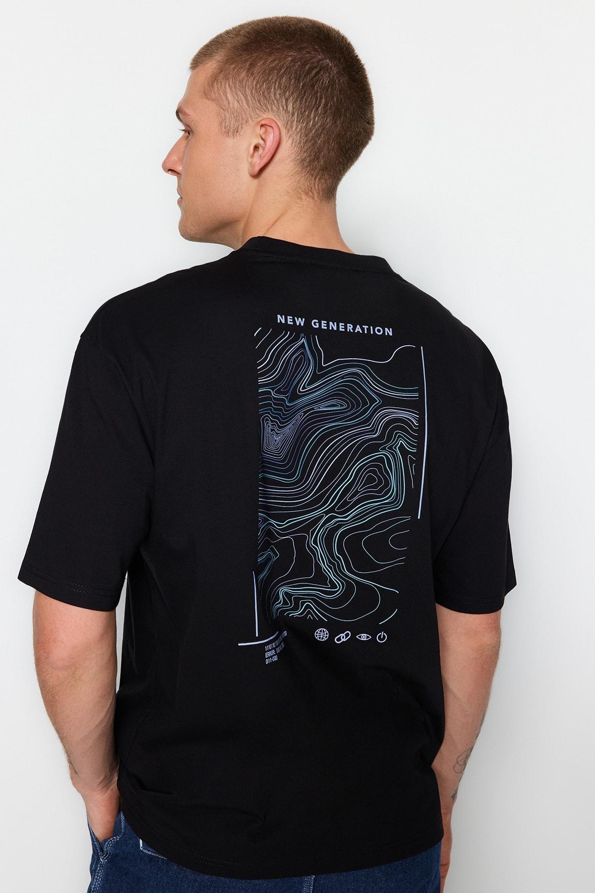 

Men s Fashion New T-Shirt Black Relaxed Comfortable Cut Printed 100% Cotton T-Shirt