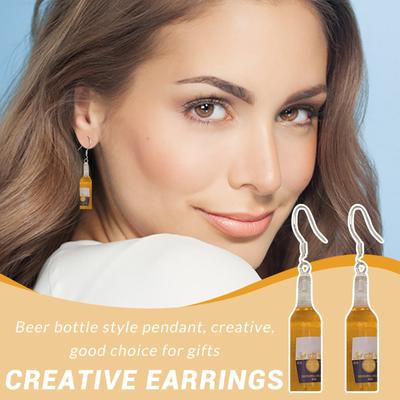 Personalized Simulation Minis Beer Bottle Earrings Creative And Interesting Girl Wine Bottle Earrings