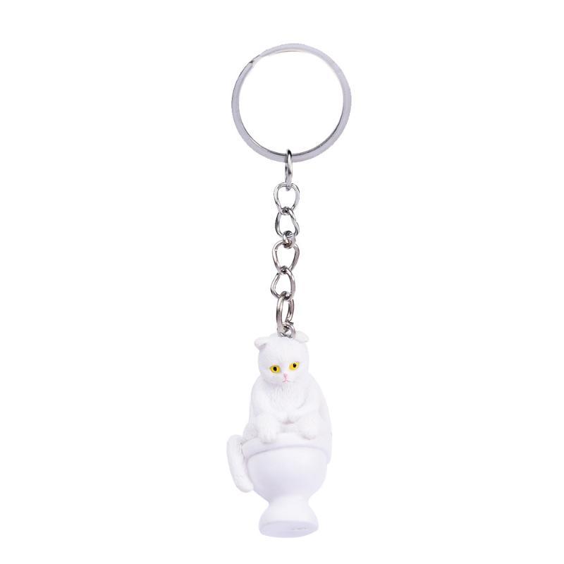 Funny Pvc Cat Keychain Toilet Shape Design Color Options For Cat Lovers Bag Car Key Decor