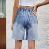 IHUASU Spring Summer Washed Casual Gradient 5/10 Denim Shorts