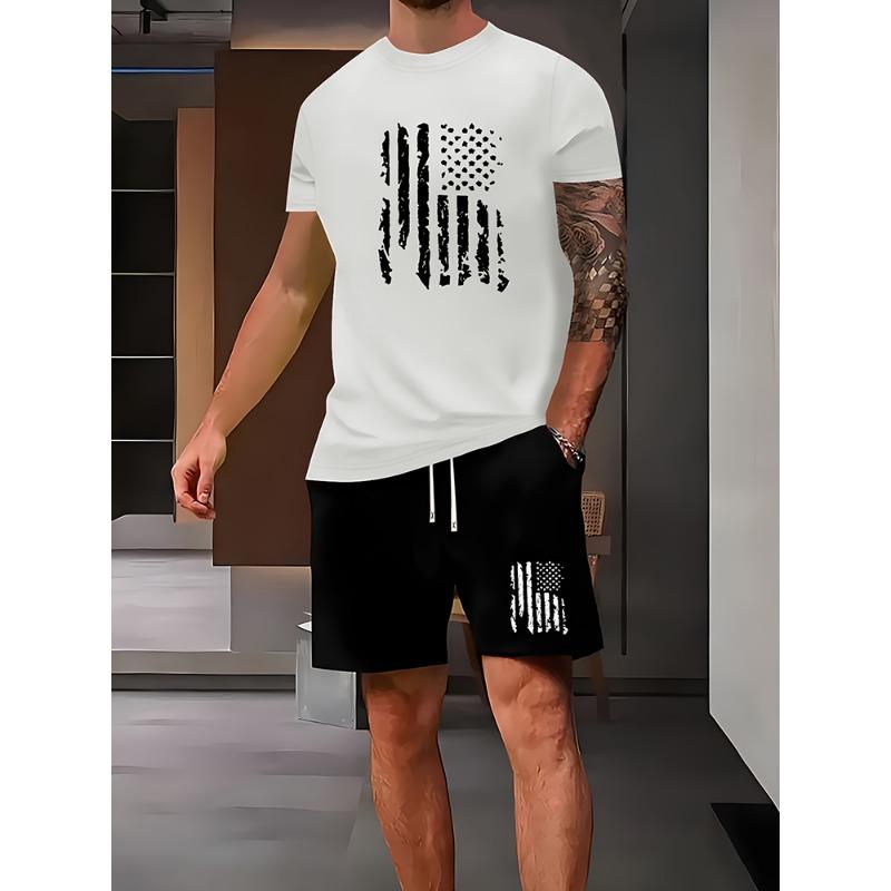 Men's Casual Outfit Set Yellow Duck Print Men's T-shirt & Beach Shorts Set Summer Short-sleeved Street Fashion Sports Shorts