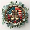 HD Tin Sign Land Of The Free Military Boots Round Metal Wall Art Patriotic US Flag Veteran Decor for Home