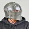 Grauer Barbuta-Helm, mittelalterlicher Ritterhelm, 18 g, Baustahl, LARP, Cosplay, Halloween-Kostüm, Barbuta-Helm mit Visier, Kriegerhelm, Geschenk