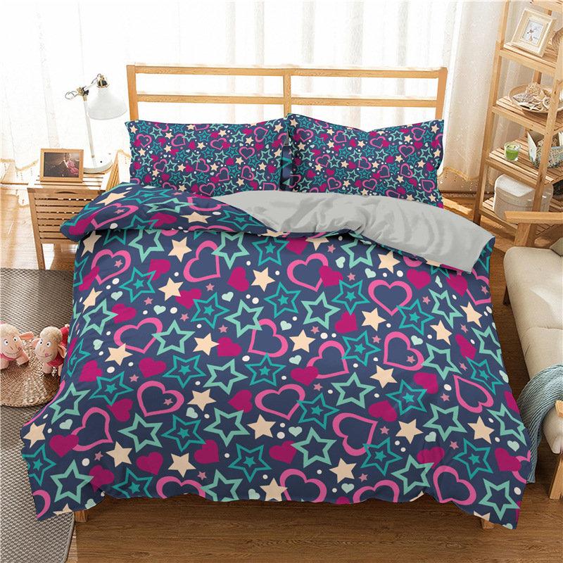 Stars Bedding Set Night Sky Kids Girls Boys Duvet Cover Set Dark Blue Home Textiles Galaxy Bedclothes Men Women Soft Quilt Cover