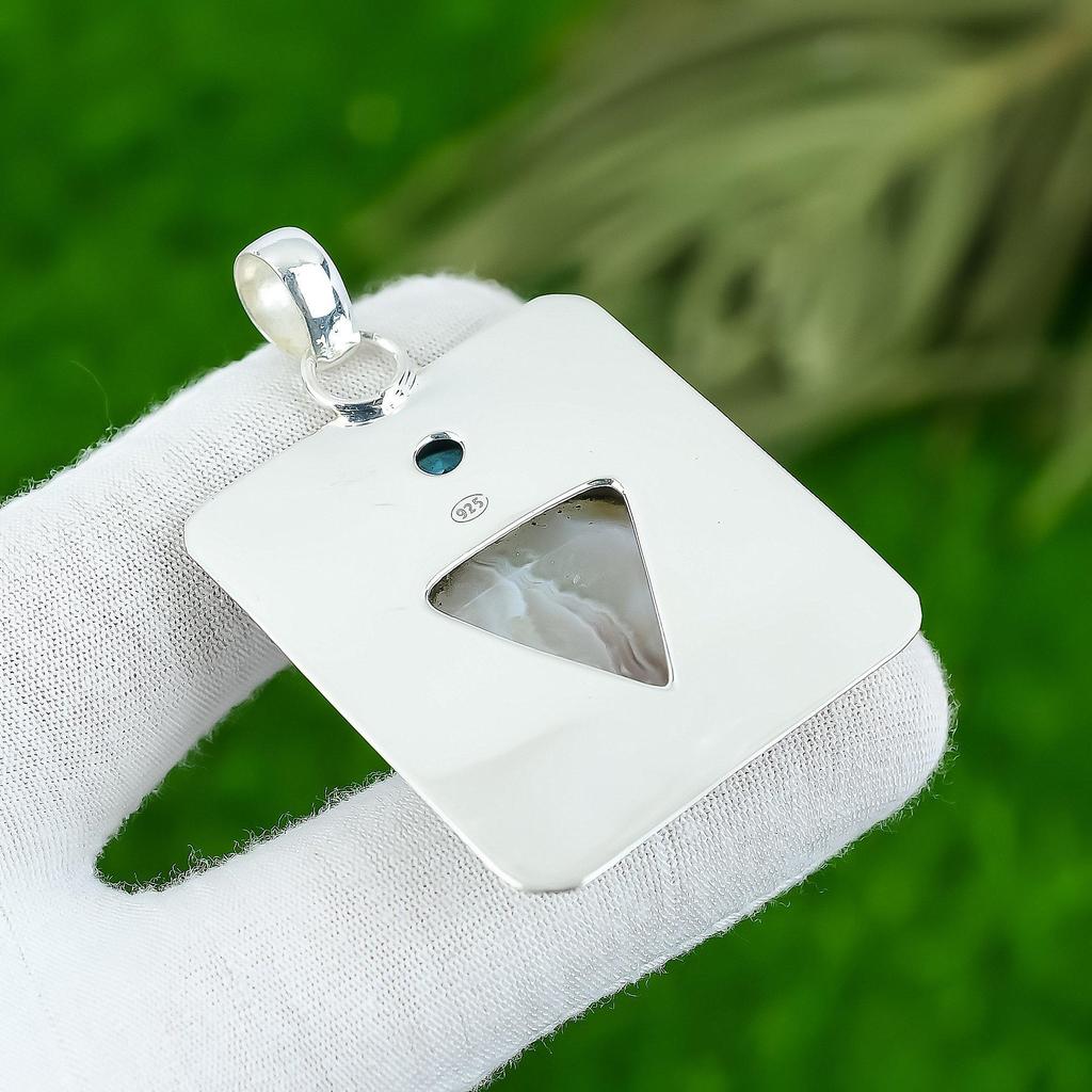 Natürlicher Crazy Lace Achat Edelstein Schmuck 925 Sterlingsilber Anhänger für Frauen