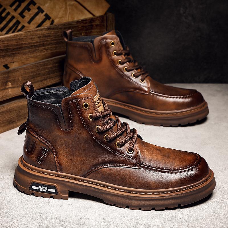 

Мужские демисезонные и зимние ботинки Мартин высокого класса популярны, легкая и толстая подошва увеличивает рост, универсальная и популярная мужская обувь 44