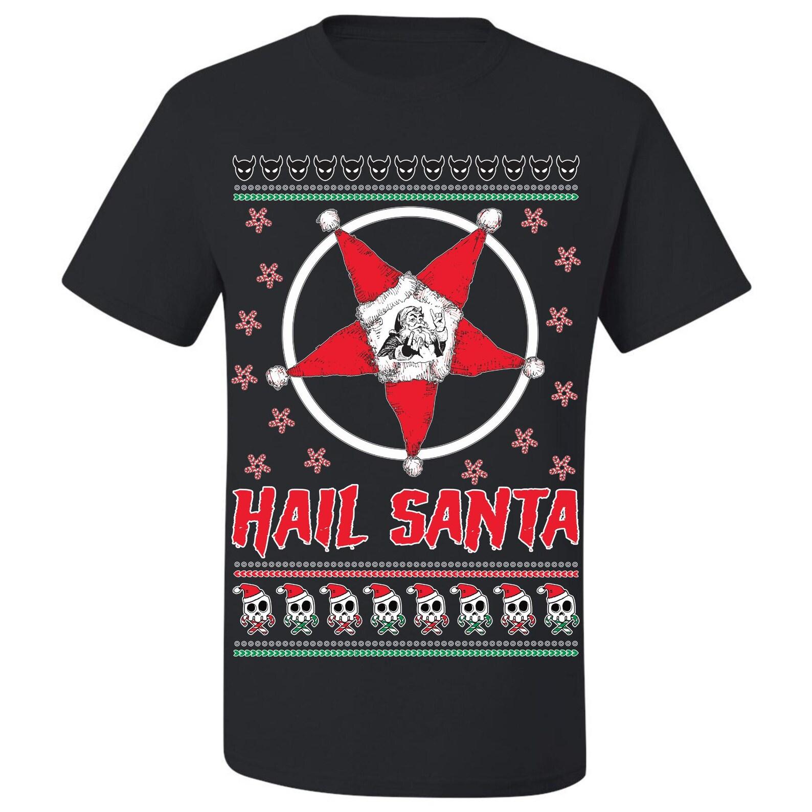 Ugly Christmas T-Shirt Hail Santa Tee Shirt XL