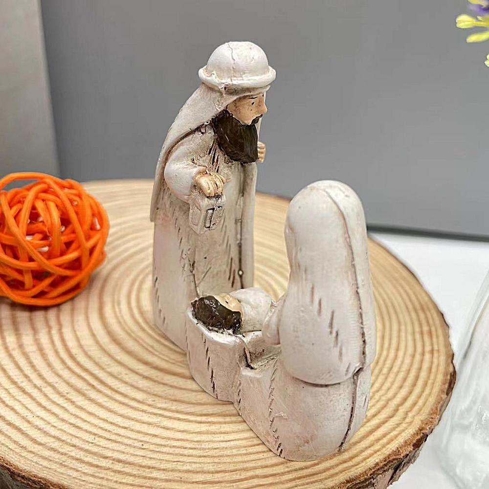 Cute Jesus Birth Sculpture Decorative Religious Resin Statue  Accessories Gift