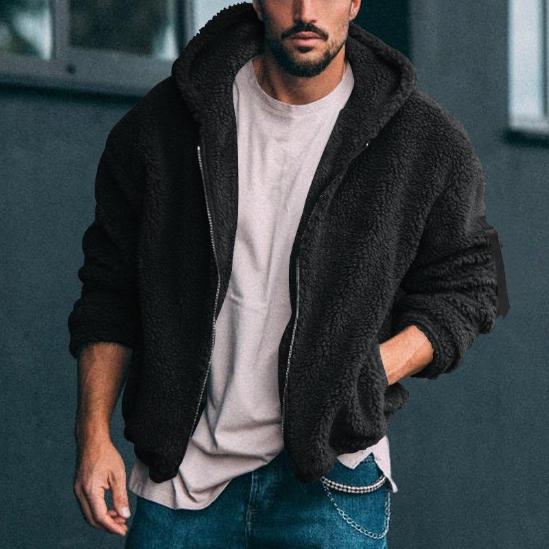 2026 Men s Double-Sided Arctic Fleece Hooded Zip-Up Winter Jacket S