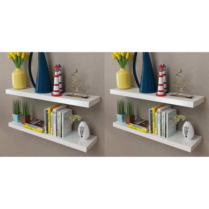 VidaXL Étagères murales 4 pcs Blanc 80 cm