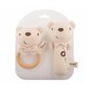 Organic Cotton Wooden Animal Ring Rattle & Baby Comfort Doll Gift Set