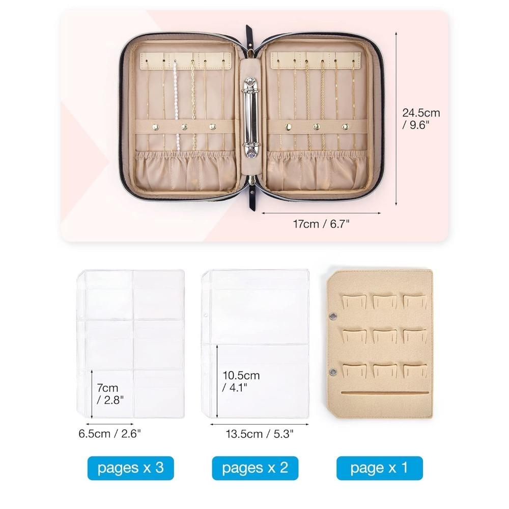 Jewelry Travel Organizer Case for Home Jewelry Organizer Storage Ring Binder Clear Bags Zipper Rolls Pouch for Necklaces,Earrings,Rings,Bracelets