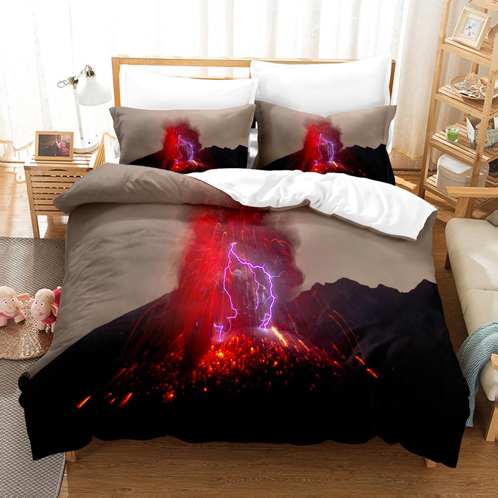 Volcanic Beding Set Single Twin Ful Quen King-Sized Dimensionsd Dimensions Desert Bed Linen Set Aldult Kid Bedrom Thre-piece Suits 3D Print Men