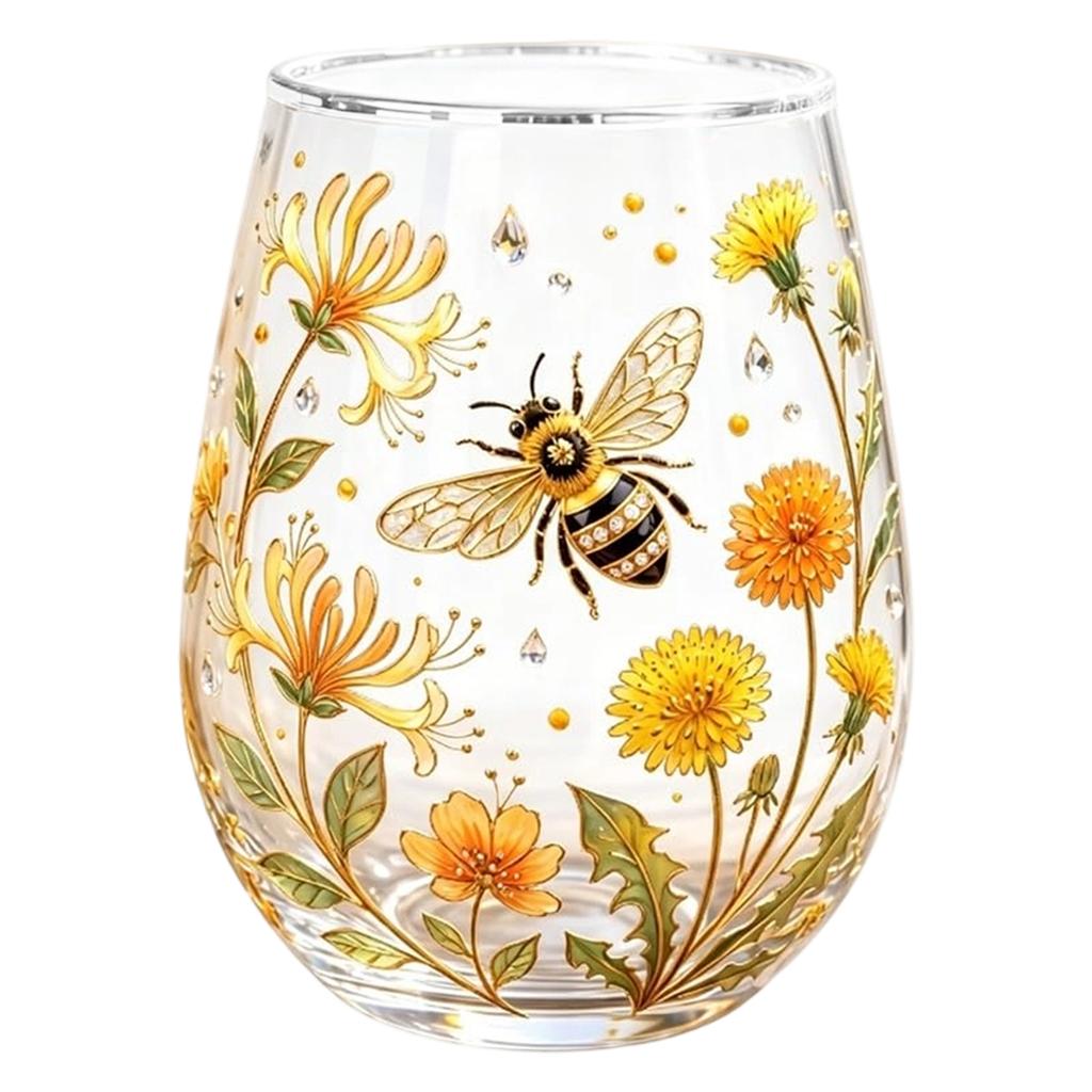 Bicchieri da Vino Senza Gambo Colibrì Dipinti a Mano Animali Bicchiere da Vino Senza Gambo Decorativo Mucca delle Highlands Bicchieri di Vetro per Bar di Casa