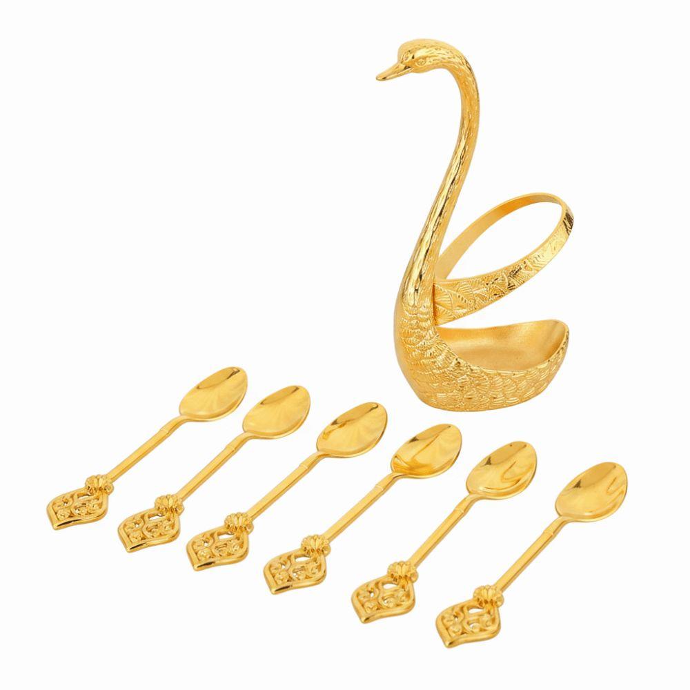 6Pcs with Swan Shaped Base Swan Fruit Spoon Elegant Dessert Spoon  Afternoon Tea