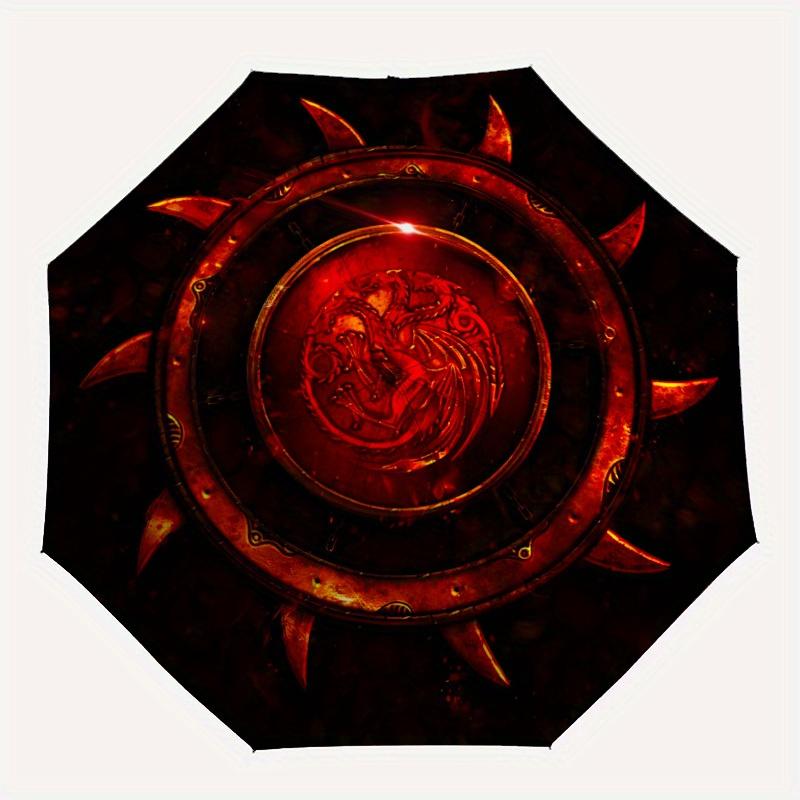 1pc Game of Thrones House Targaryen Windproof Automatic Windproof Umbrella, Lightweight for Women/Men, Perfect Christmas Gift 0811222