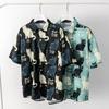 Men's Printed Retro Top Men's Summer Casual Shirt Street Style Loose Short-sleeved Lapel Shirt Trend