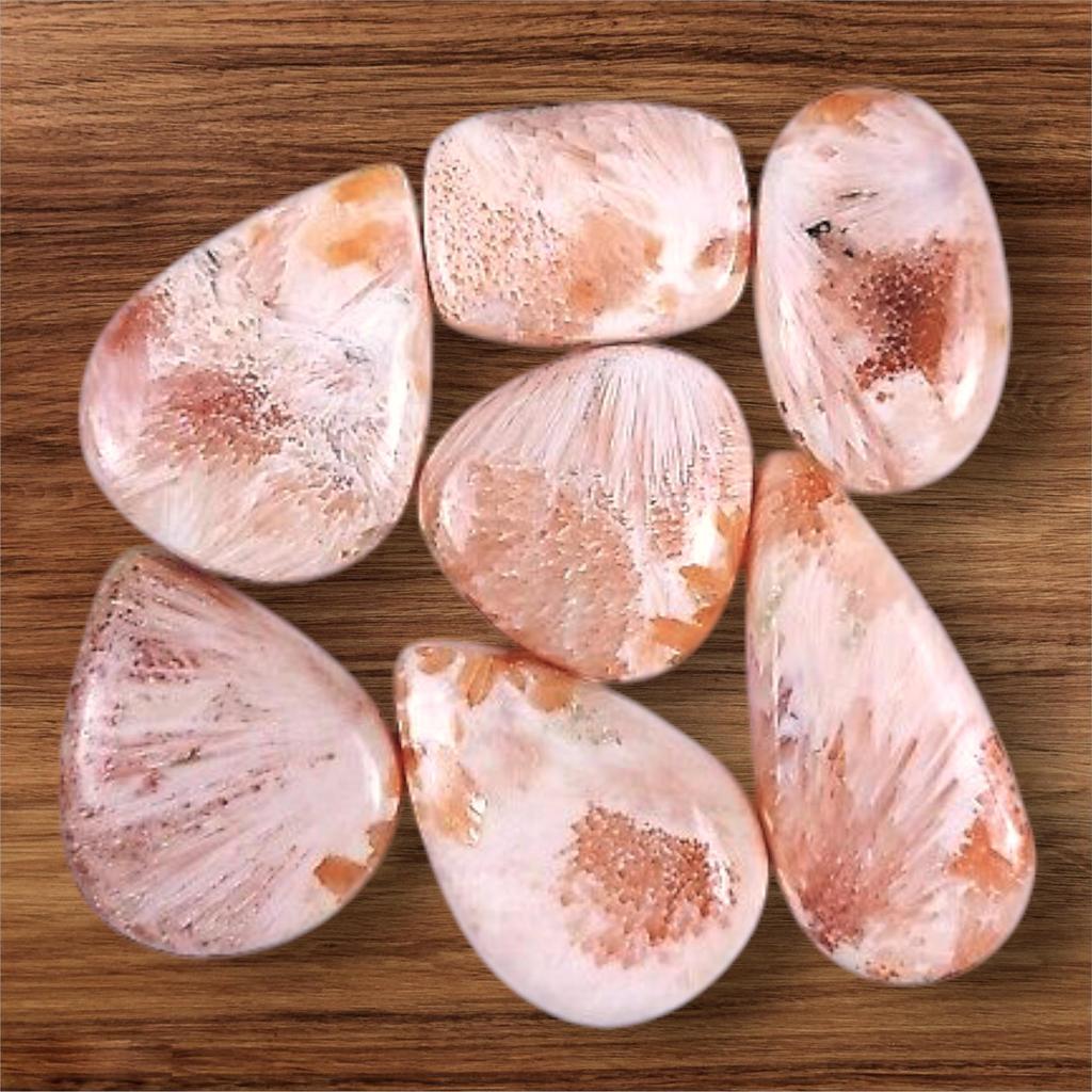 Natural Designer Pink Scolecite Cabochon, Loose Cabochon Lot, Mix Lot, Healing Gemstone Lot For Jewelry Making.