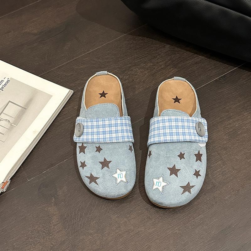 Birkenstocks Women'S Summer Outer Wear One-Pedal Flat Shoes Inner Heightening Bag Head Half Slippers Single Shoes