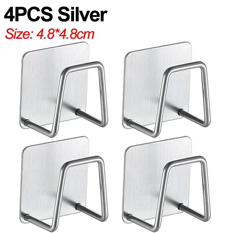 Stainless Steel Sink Sponge Holder Self-Adhesive Kitchen Sponges Storage Drain Racks Wall Hooks Dishcloth Rag Organizer Holders