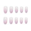 24pcs/set Reusable Flame Fake Nails Acrylic Coffin Ballerina Blue Pink Purple Silver Fire Full Cover False Nails Nail Tips Nail Art Tools