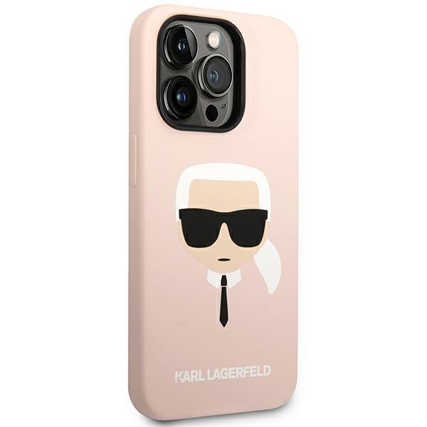 Etui do iPhone 14 Pro Karl Lagerfeld Silicone Karl`s Head Różowe