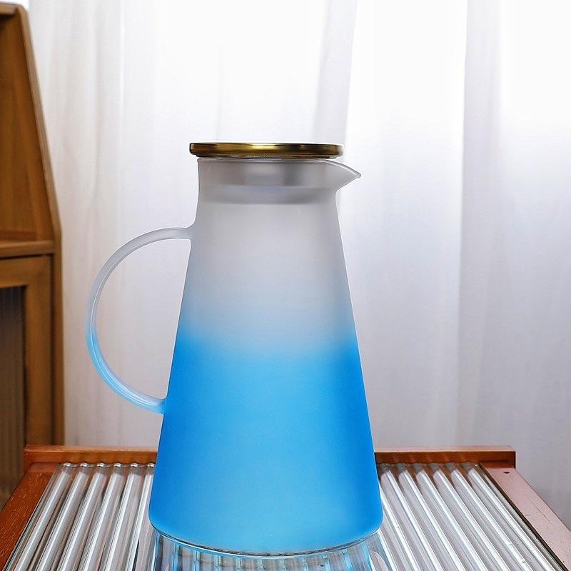 

Transparent Glass Belt Handle Heat resistant Simple Cool Water Kettle Household Living Room Large Capacity Juice Cold Drink Cool Water Kettle 1800ML
