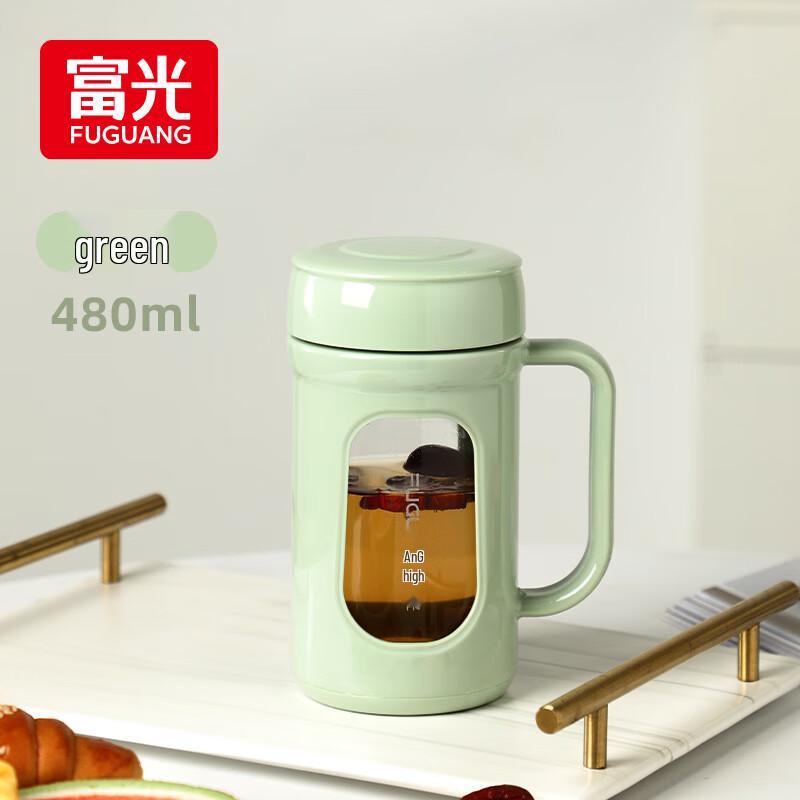 Fuguang Double-Wall Glass Tea Cup with Handle