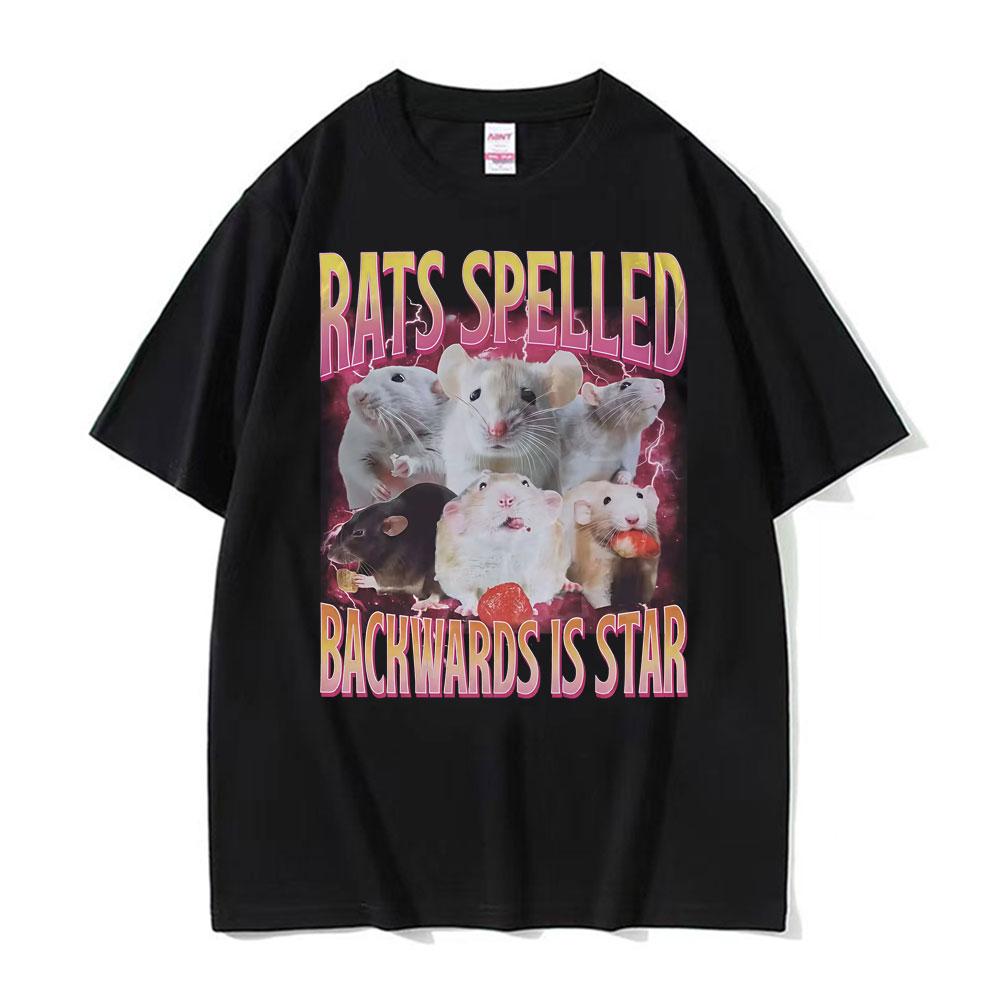 

Funny Rats Spelled Backwards Is Star Printed T-shirts Fashion Short Sleeve Summer Men Women Casual Oversized T-shirt Streetwe... S разноцветный