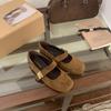 Retro Mary Jane Shoes 2025 New Korean Temperament Elegant Suede Metal Buckle Round Head Thin Soft Sole Ballet Shoes