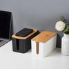 Minimalist Cable Management Box with Bamboo Lid
