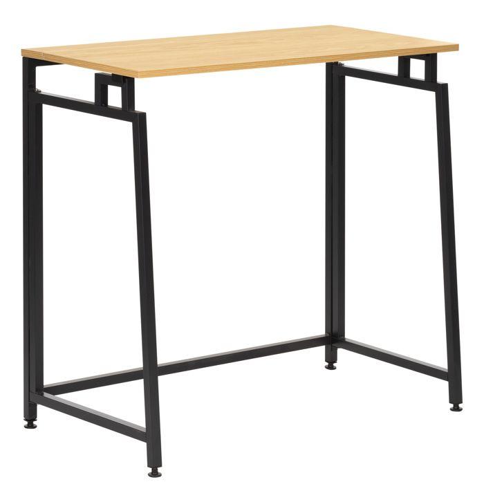 Bureau d'ordinateur pliable 80 cm – table de travail compacte aspect bois brun clair