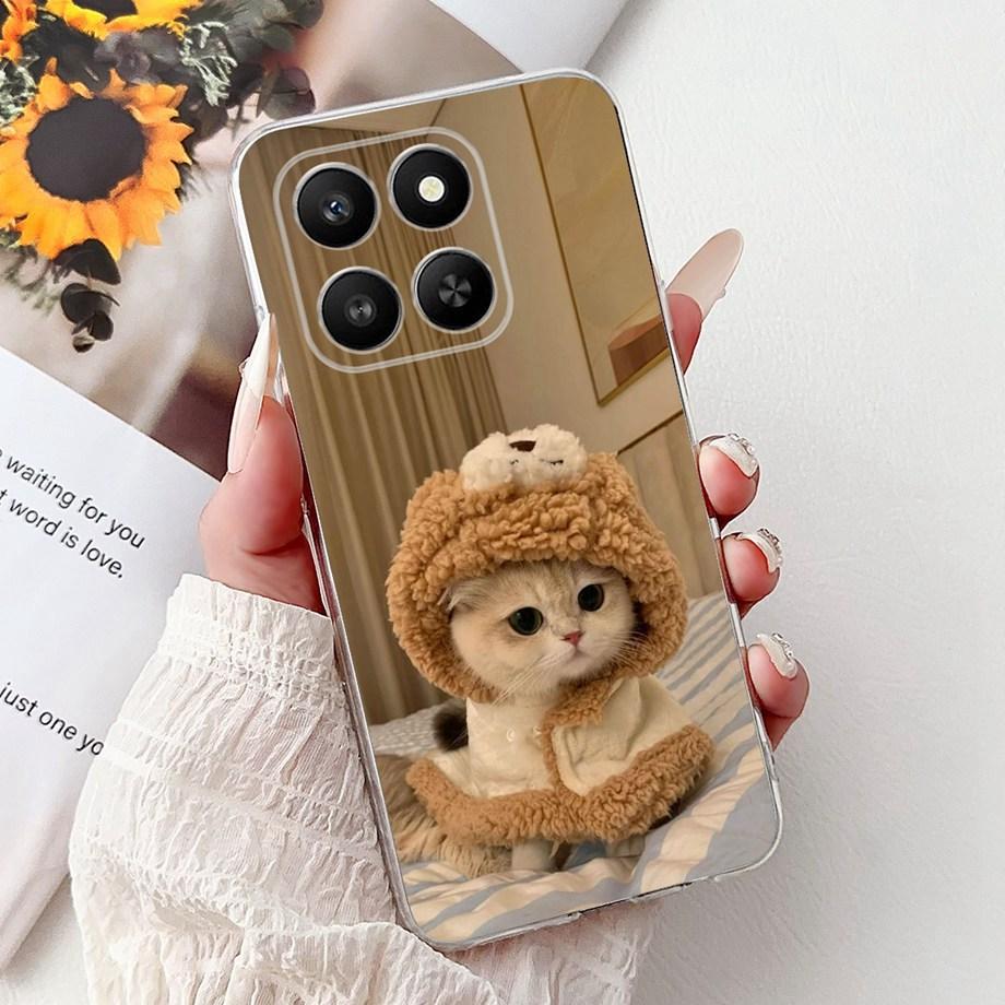 Weiche dünne transparente Silikonhülle für Huawei Honor 400 Smart Funda Honor X7D Katze Rose Blume Drache Mode Stoßfester Stoßfänger