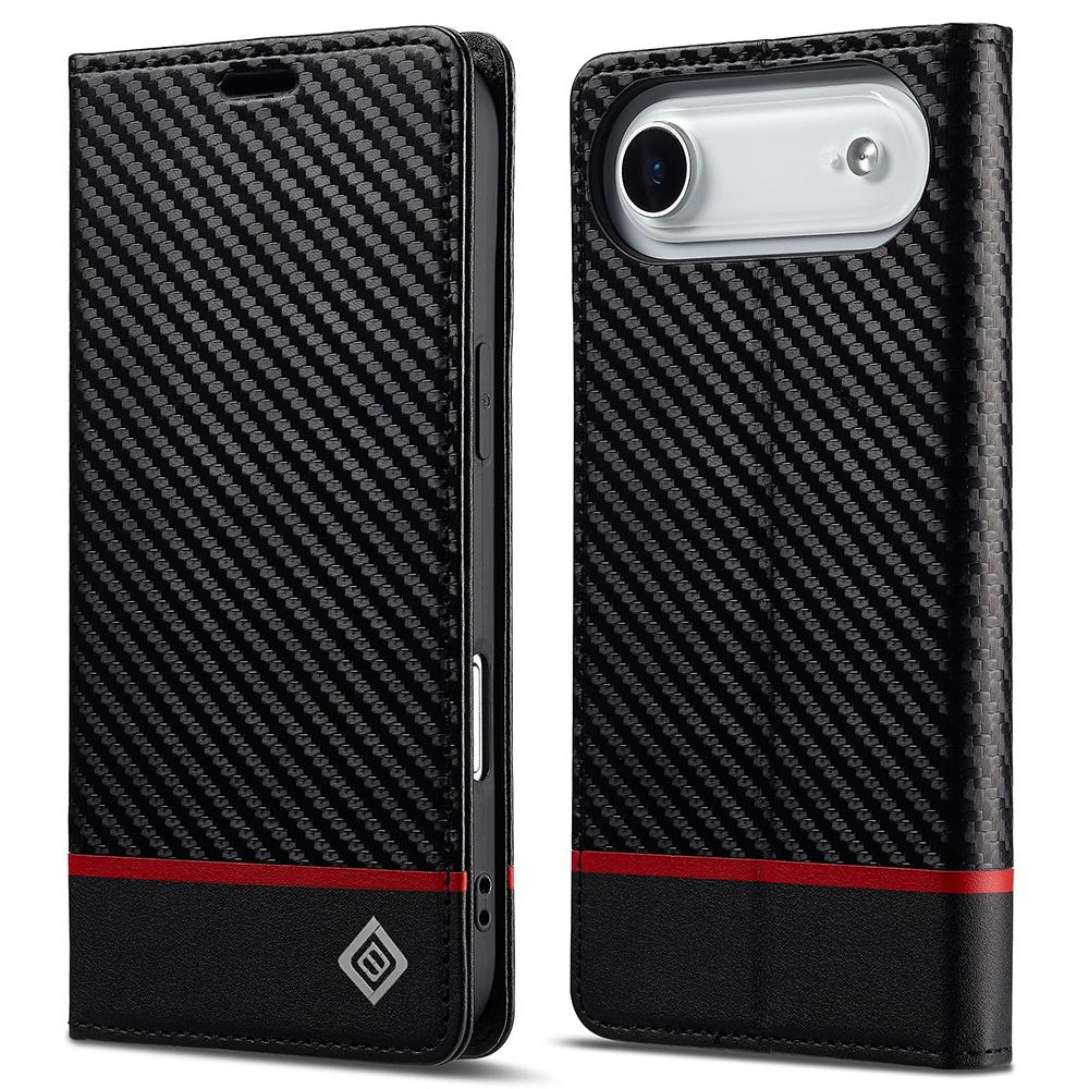 LC.IMEEKE For iPhone 17 Air Wallet Case Carbon Fiber Texture Leather Phone Cover