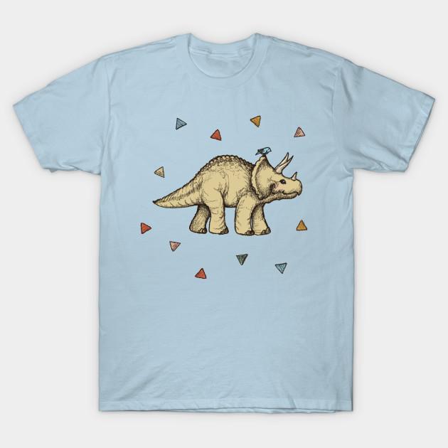 Men Black Print T-shirt Triceratops &Amp; Triangles No-Cut Transfer Paper Print Cotton Tshirt M светло-синий