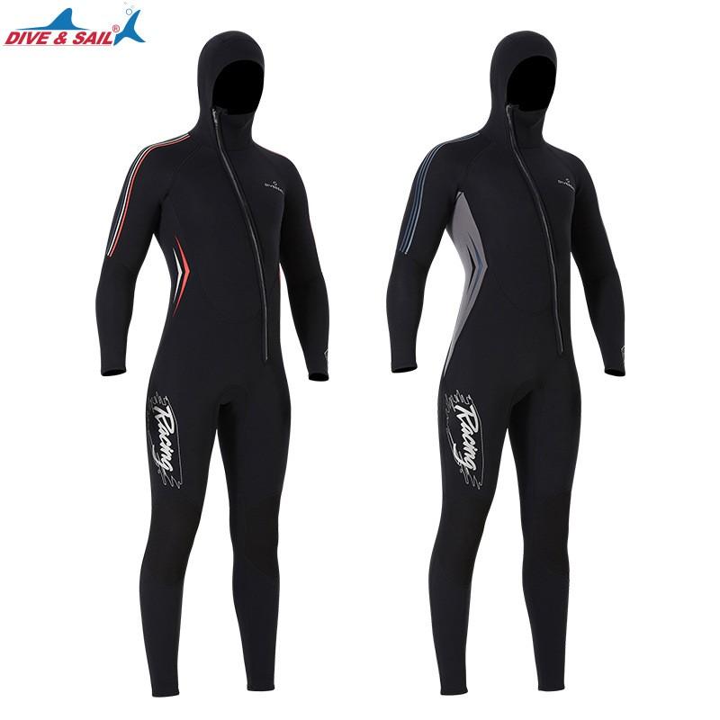 3MM Diving Suit Men's One-piece Hooded Thick Warm Front Zipper Snorkeling Surfing Jellyfish