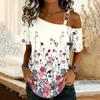 Women's Fashion Casual Print Sexy Off-the-shoulder Short Sleeve T-shirt Top