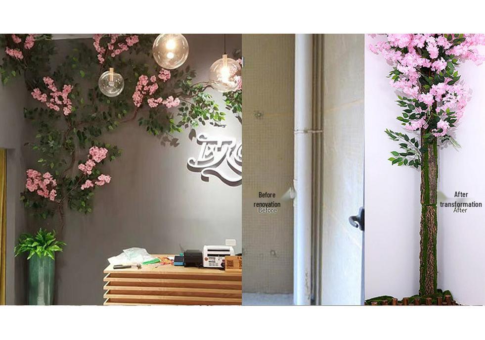 Artificial Cherry Blossom Branch Wedding Decoration - Silk Peach Blossom Vine for Indoor Living Room