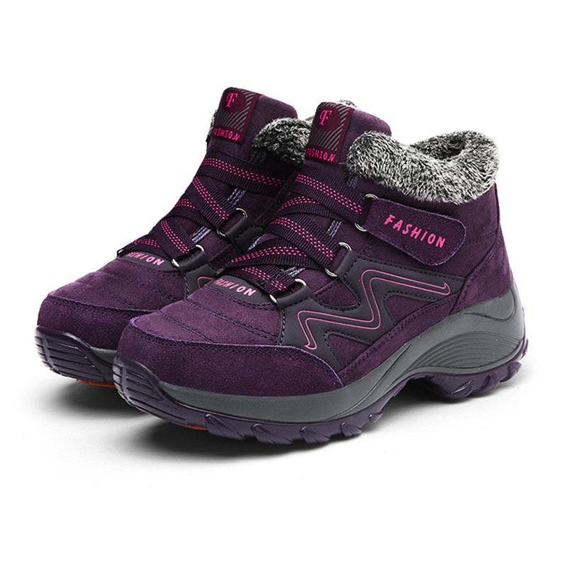 

Зимние женские кожаные теплые толстые плюшевые водонепроницаемые зимние ботинки 35 фиолетовый