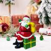Santa Claus Figurine Christmas Tabletop Resin Santa Sculpture with Gift Bag for Mantle Bookshelf Home Decor