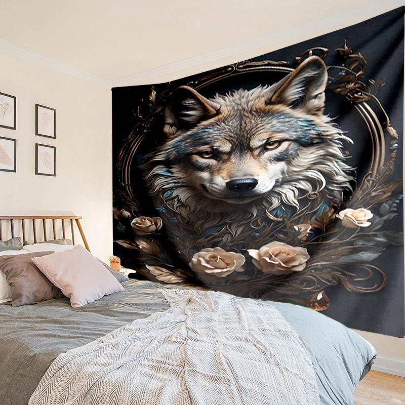 Wolf In The Garden Tapestry Room Decoration Wall Hanging for Living Room Bedroom, Dormitory, Birthday and Christmas Gifts