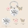 Moms Birthday Gift Keychain Stainless Steel Color Butterfly Flower French Keychain Stainless Steel Keychain for Backpack Bag Pendant